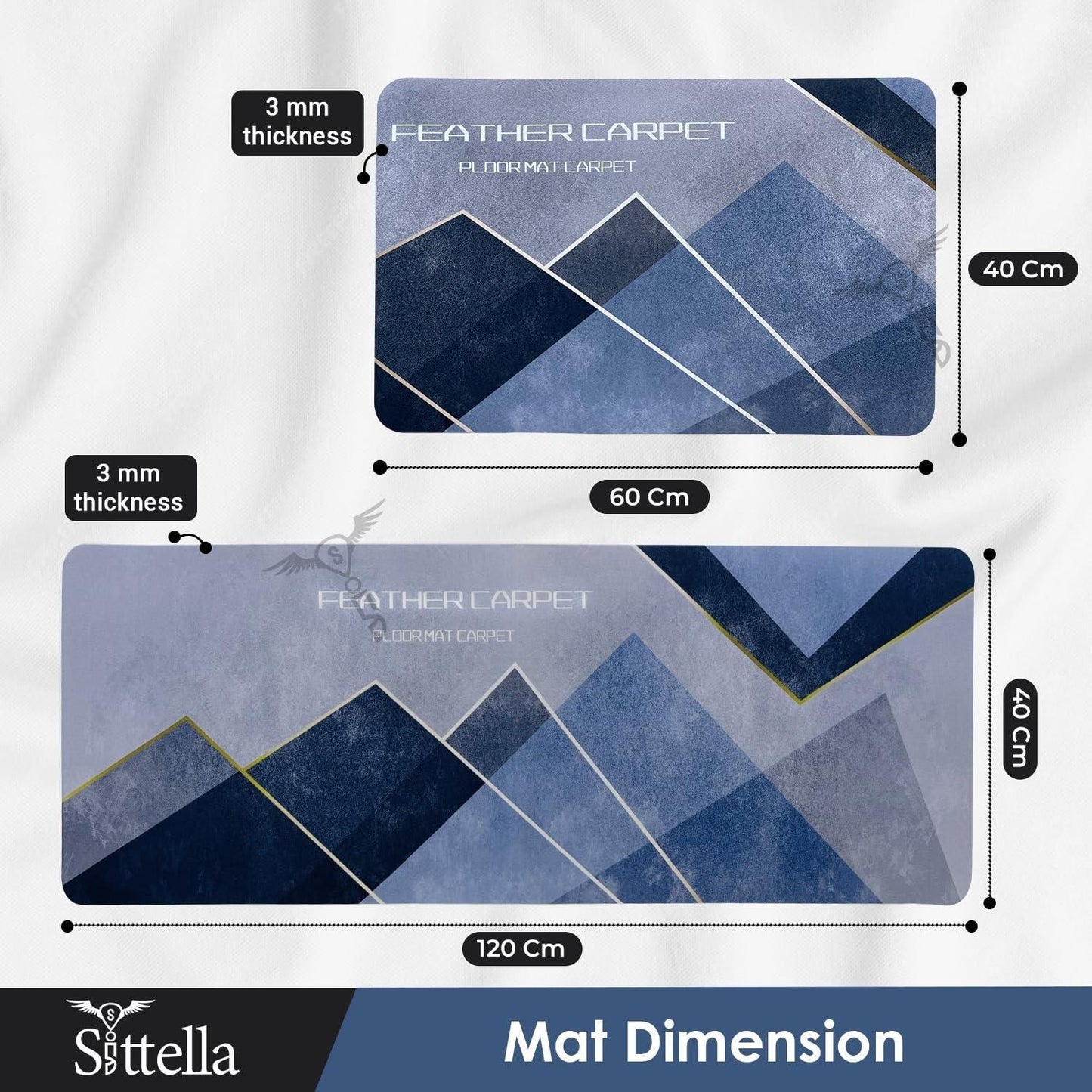 Rubber Floor Mat with Runner Geometric Pattern (Design As per Availibility)